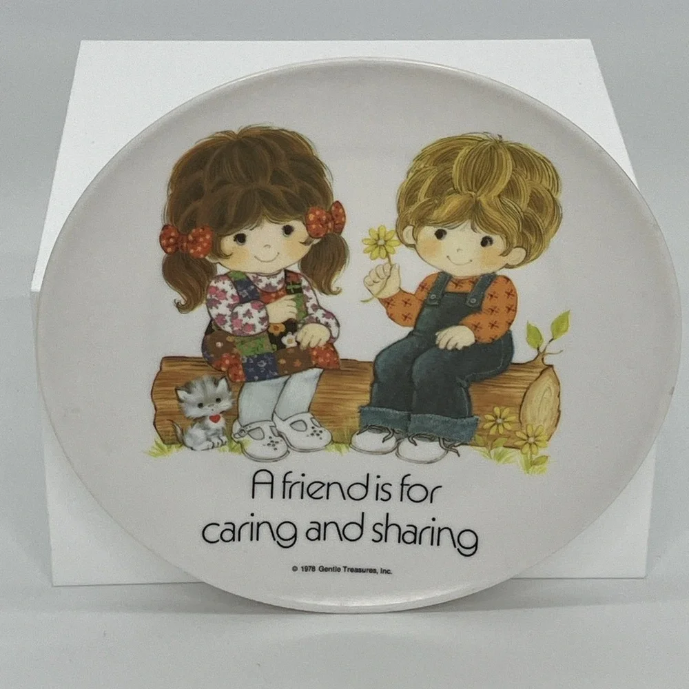 Vtg 70's Gentle Treasures Friendship Melamine Plate Kitschy Cottagecore‎